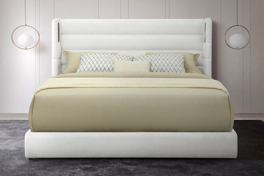 Hero White Platform Bed (w/ Bluetooth Speaker) - Queen, King