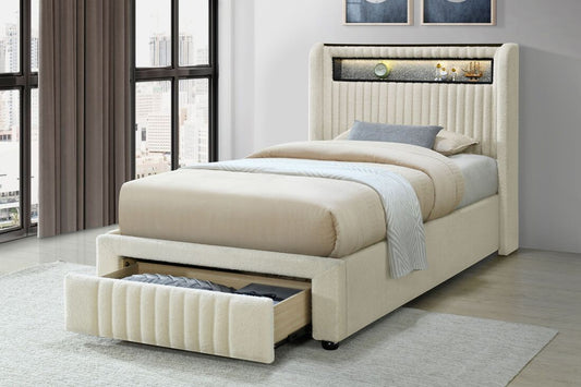 Cupid Beige Platform Bed - Twin, Full