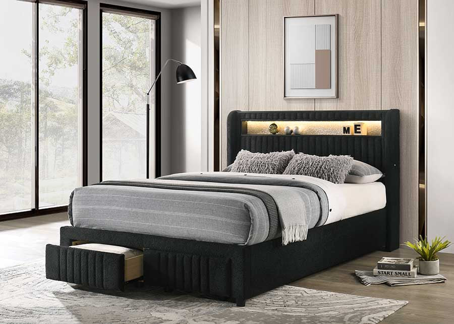 Cupid Black Platform Bed - Twin, Full