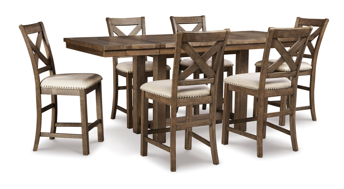 D631 - Counter Height Table + 6 Chairs Set