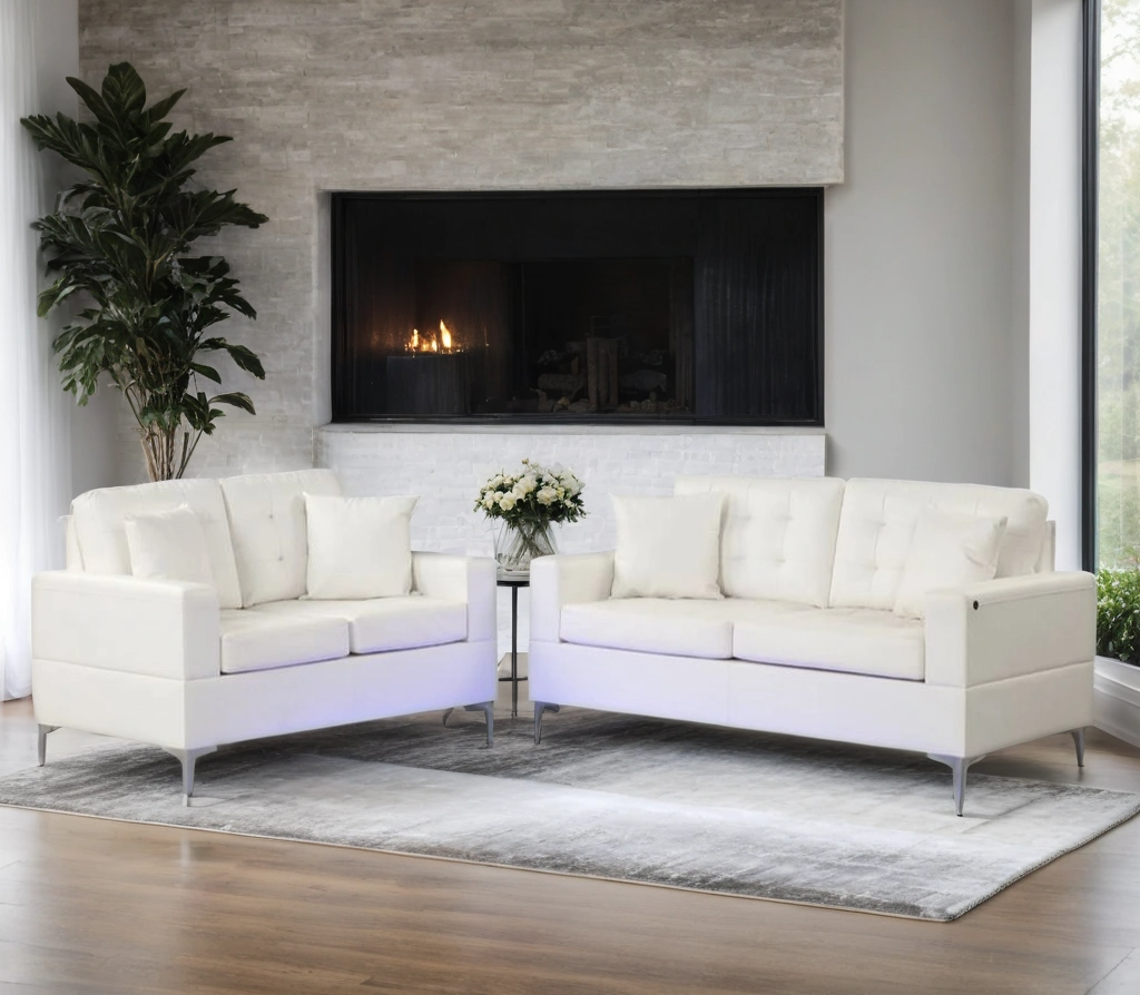 Miami White - Sofa & Loveseat Set