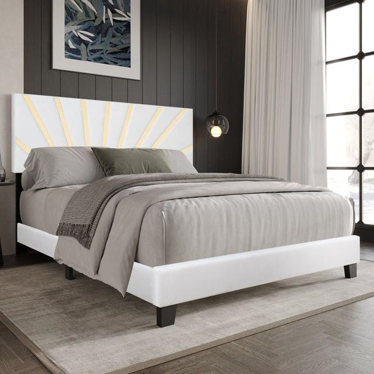 Nico White Platform - Queen, King Bed