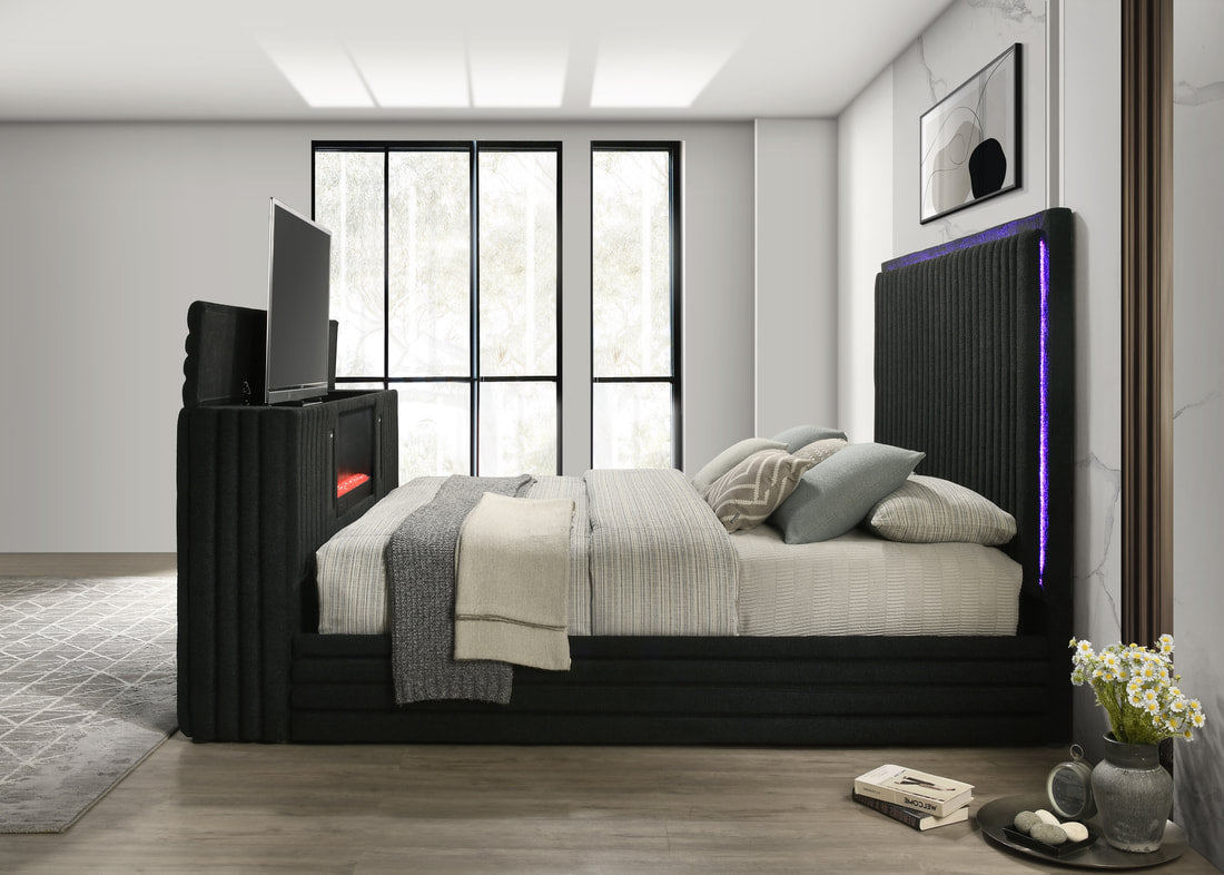 Villa Black Platform Bed - Queen, King